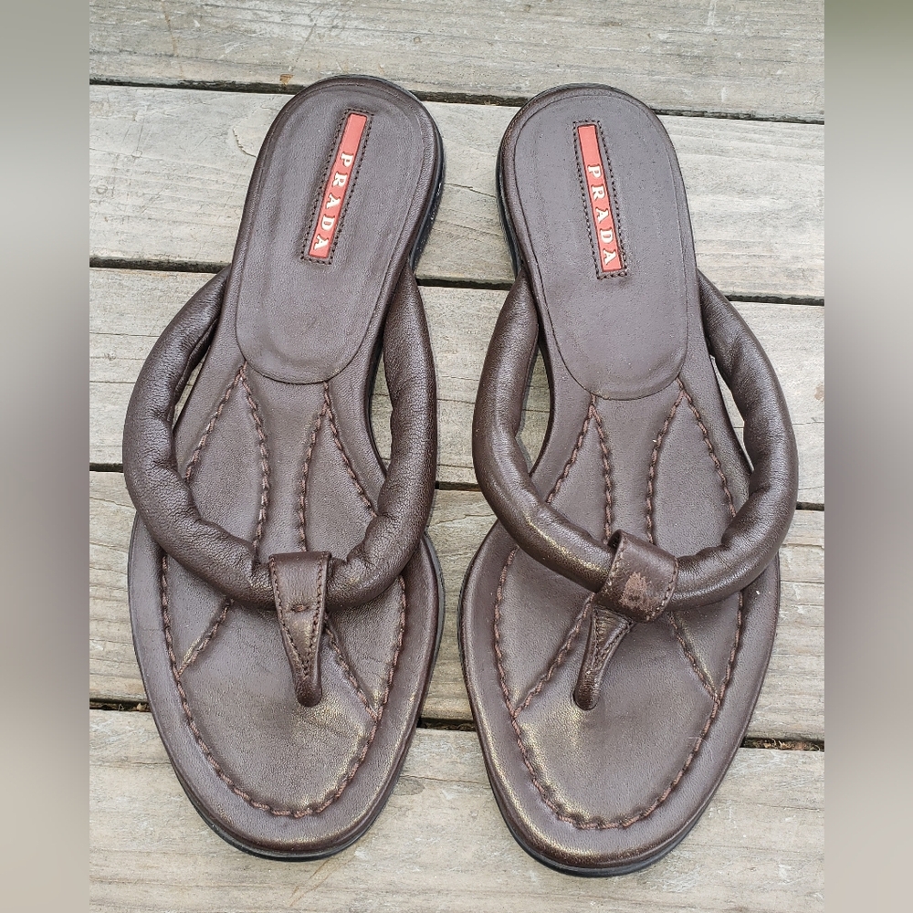 Prada Flat Sandals Size 5 Womens